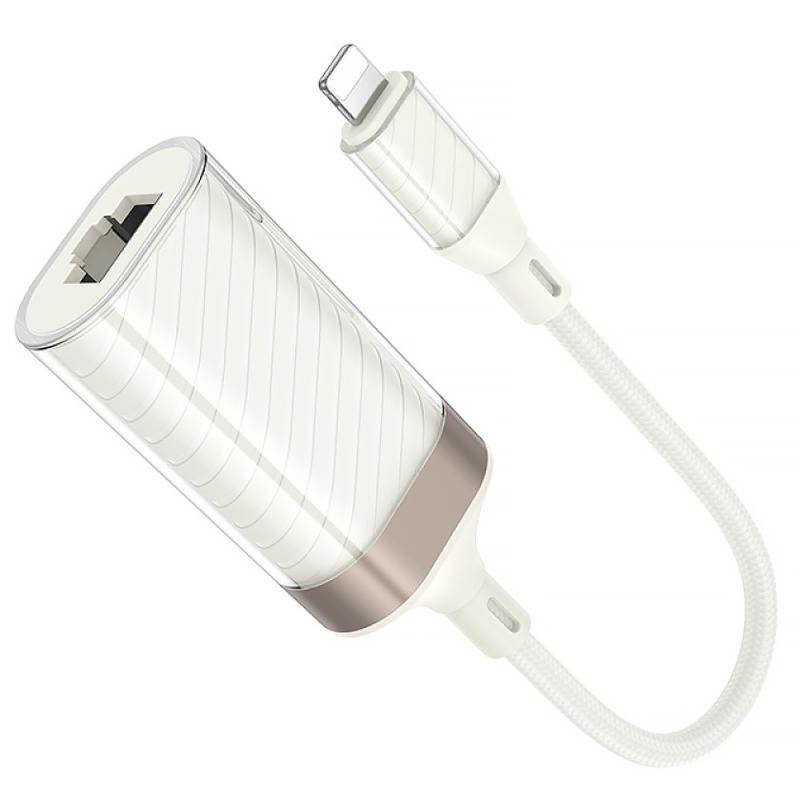 Перехідник Hoco UA41A Crystal Lightning to RJ45 100 Mbs (0.15m) - Зображення 4