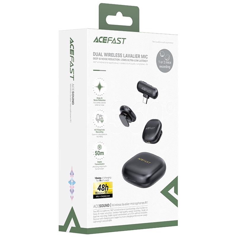 Петличний бездротовий мікрофон Acefast R1 Type-C - Зображення 5