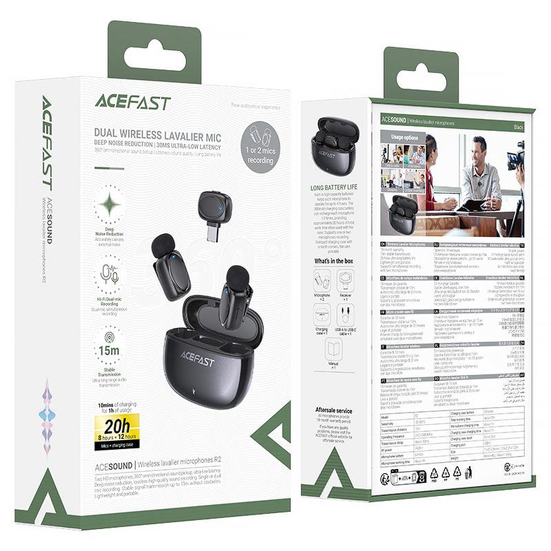 Петличний бездротовий мікрофон Acefast R2 Dual-mic Type-C - Зображення 5
