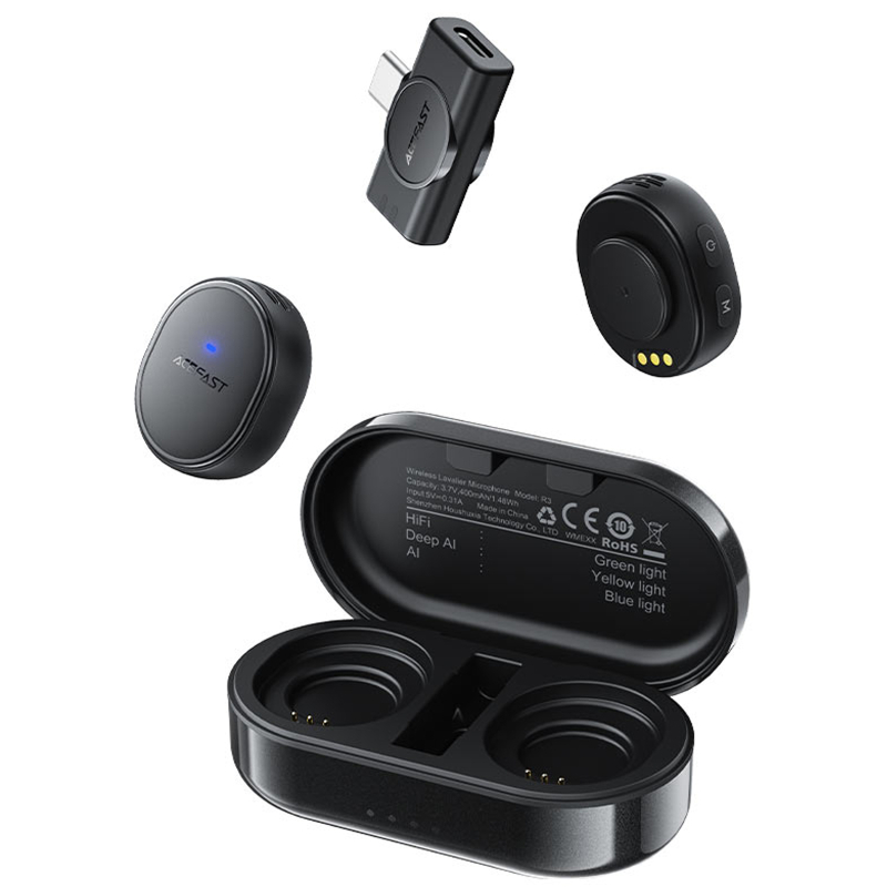 Петличний бездротовий мікрофон Acefast R3 Dual-mic Type-C - Зображення 2