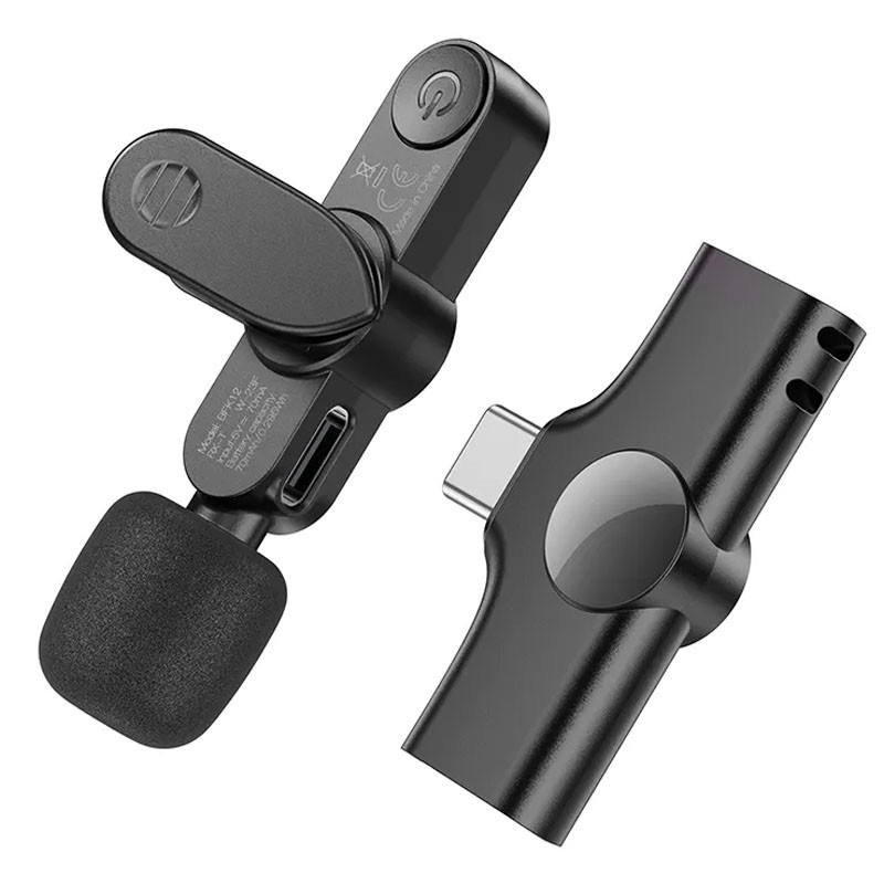 Петличний бездротовий мікрофон Borofone BFK12 Trophy Dual-mic Lightning/Type-C - Зображення 2