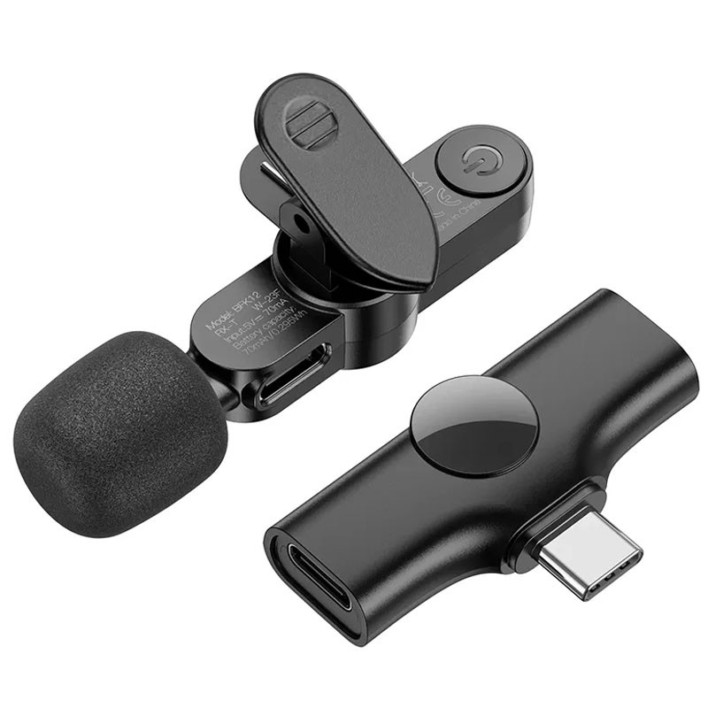 Петличний бездротовий мікрофон Borofone BFK12 Trophy Dual-mic Lightning/Type-C - Зображення 4