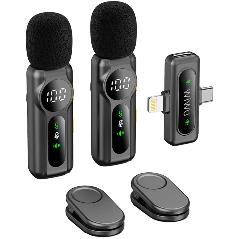 Петличний бездротовий мікрофон WIWU WM007 Dual-mic (Lightning/Type-C)