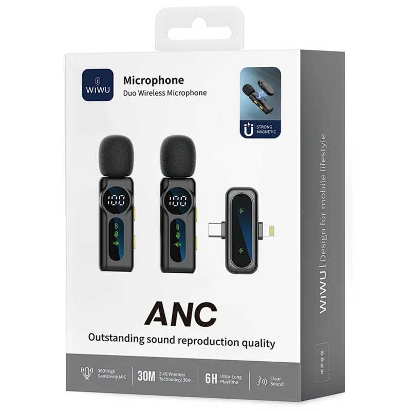 Петличний бездротовий мікрофон WIWU WM007 Dual-mic (Lightning/Type-C) - Зображення 2