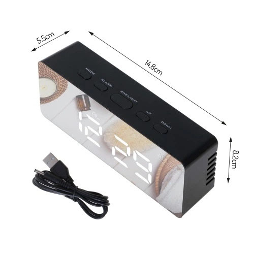 Настільний будильник Adler AD 1189 Black з термометром, LED-підсвіткою та USB живленням - Зображення 2