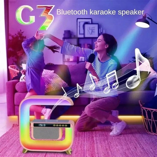 Нічна RGB-лампа G3 з бездротовою зарядкою 15 Вт та Bluetooth колонкою 3 Вт - Зображення 3