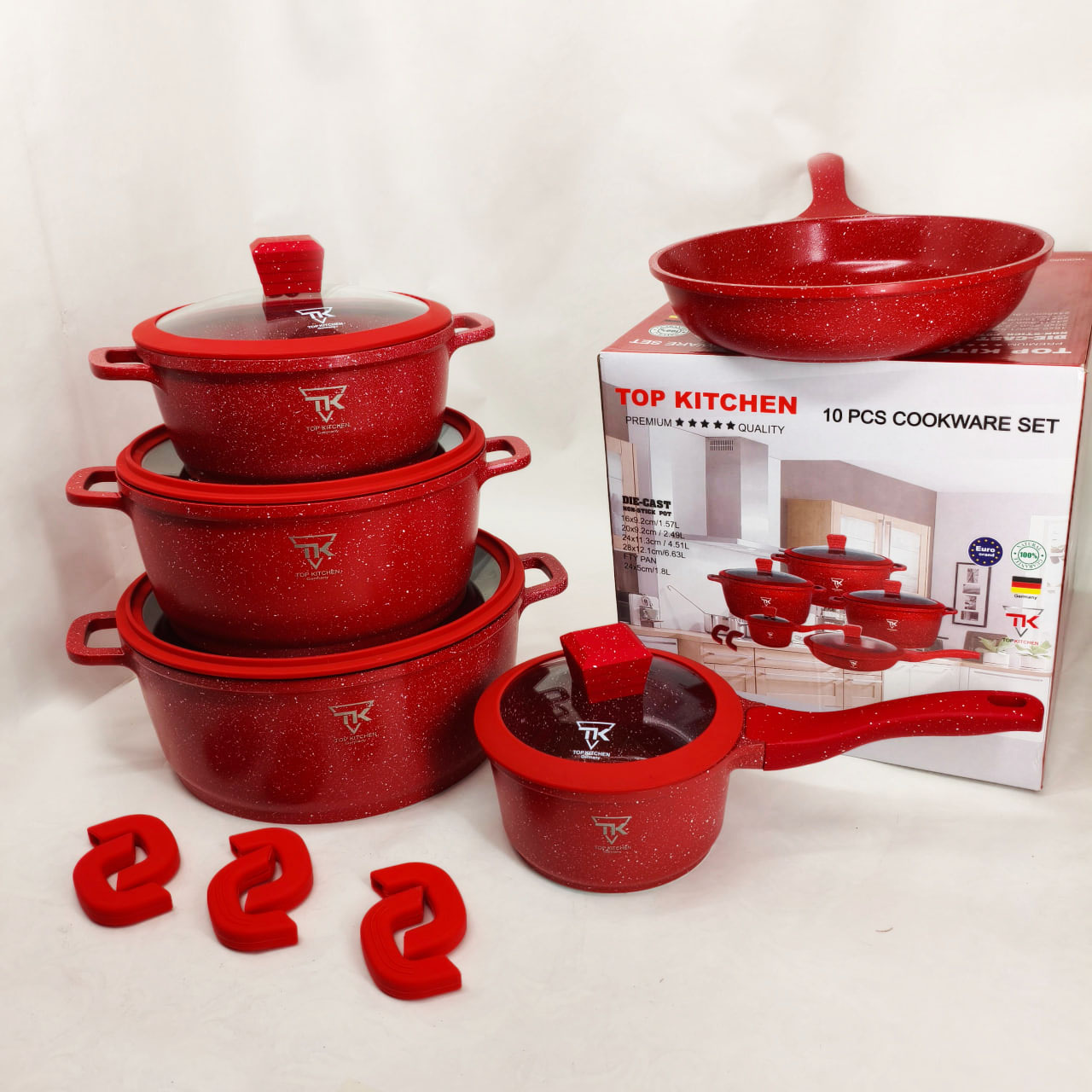 Набір каструль Top Kitchen TK00050 10 предметів з антипригарним покриттям Red - Зображення 2