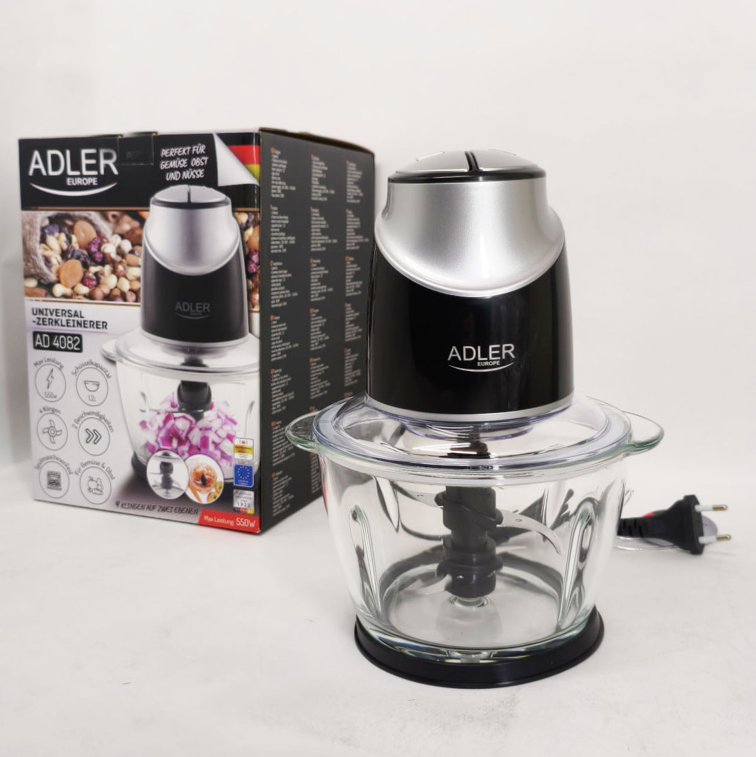 Подрібнювач зі скляною чашею Adler AD 4082 550Вт - Зображення 3