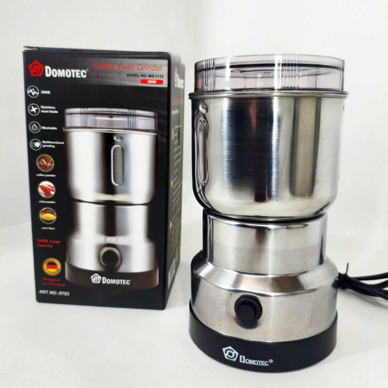 Електрична кавомолка Domotec MS 7114 200 Вт ножова для кави та спецій