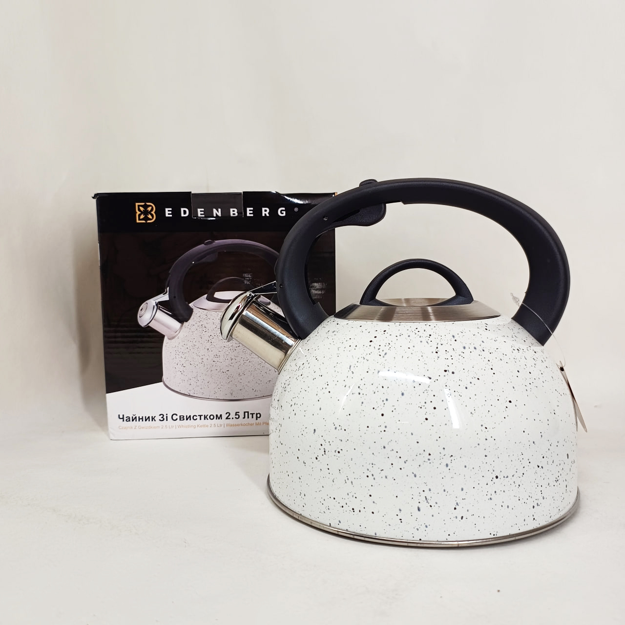 Чайник зі свистком Edenberg EB-1440 з мармуровим покриттям 2.5л White - Зображення 6