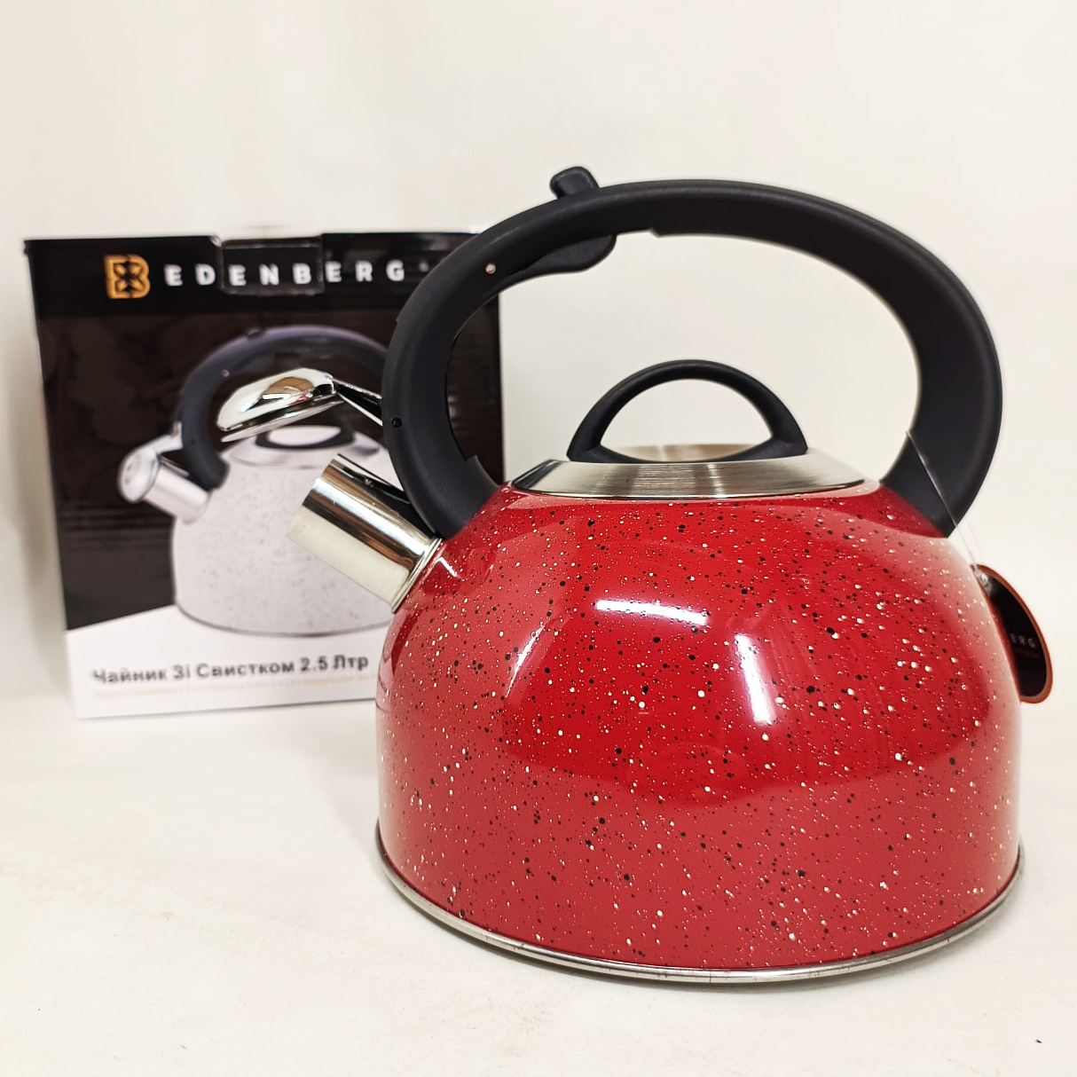 Чайник із свистком Edenberg EB-1440 з мармуровим покриттям 2,5 л Red - Зображення 3