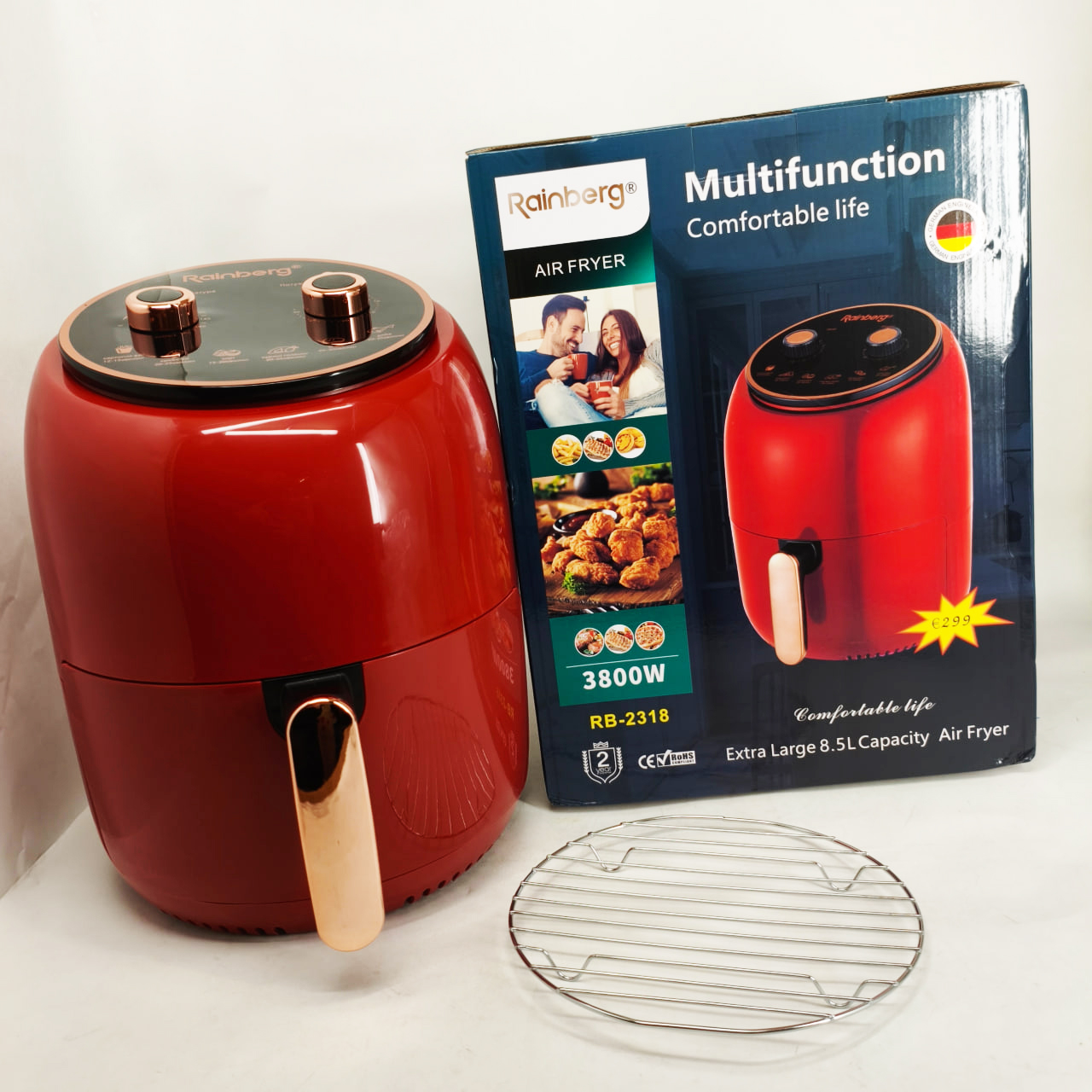 Електро фритюрниця безмасляна Rainberg RB-2318 3800 Вт зі знімним кошиком 8,5 л Red - Зображення 4