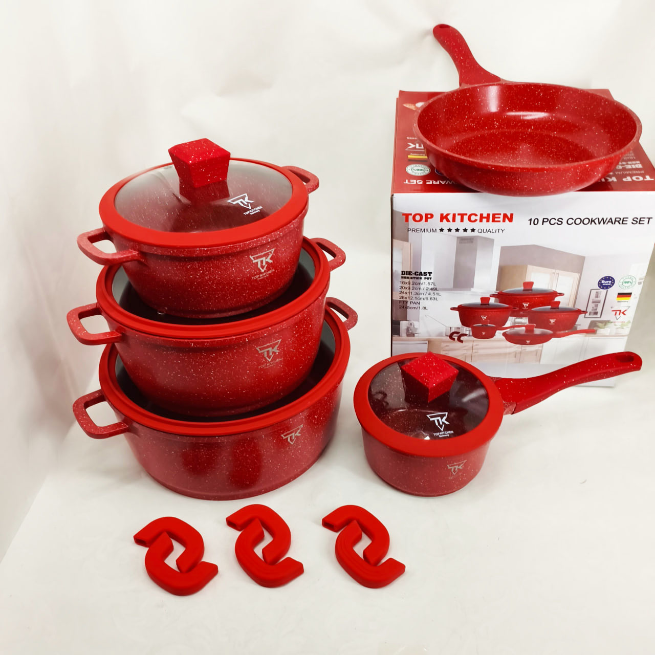 Набір каструль Top Kitchen TK00050 10 предметів з антипригарним покриттям Red - Зображення 6
