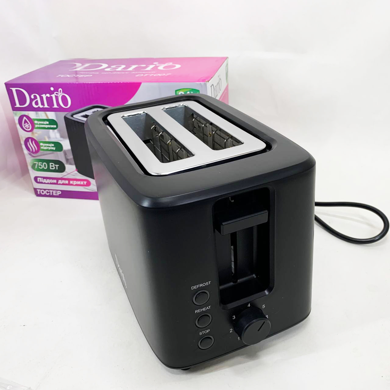Тостер DARIO DT1007 чорного кольору - Зображення 3