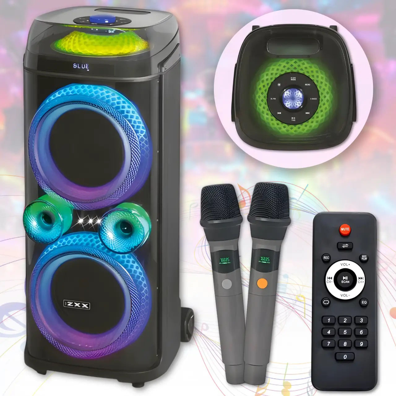 Портативна колонка ZXX-9900 з 2 мікрофонами 2×10 дюймів - Зображення 2