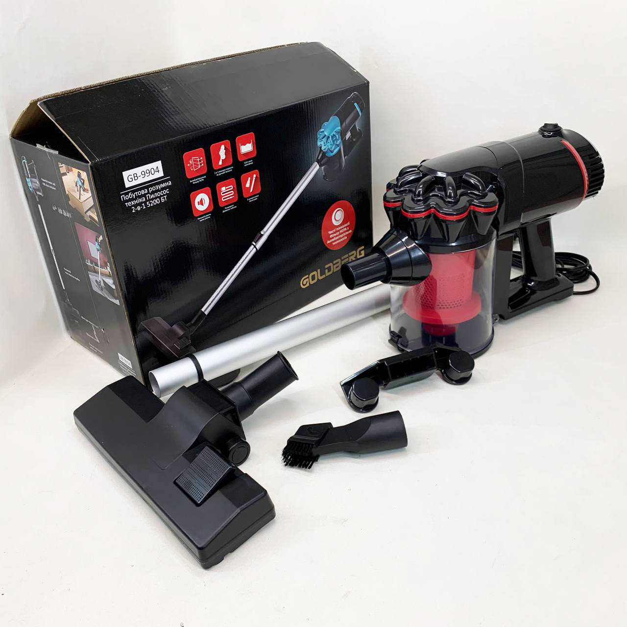 Пилосос вертикальний GOLDBERG GB-9904 5200 Вт циклонного типу Red - Зображення 6