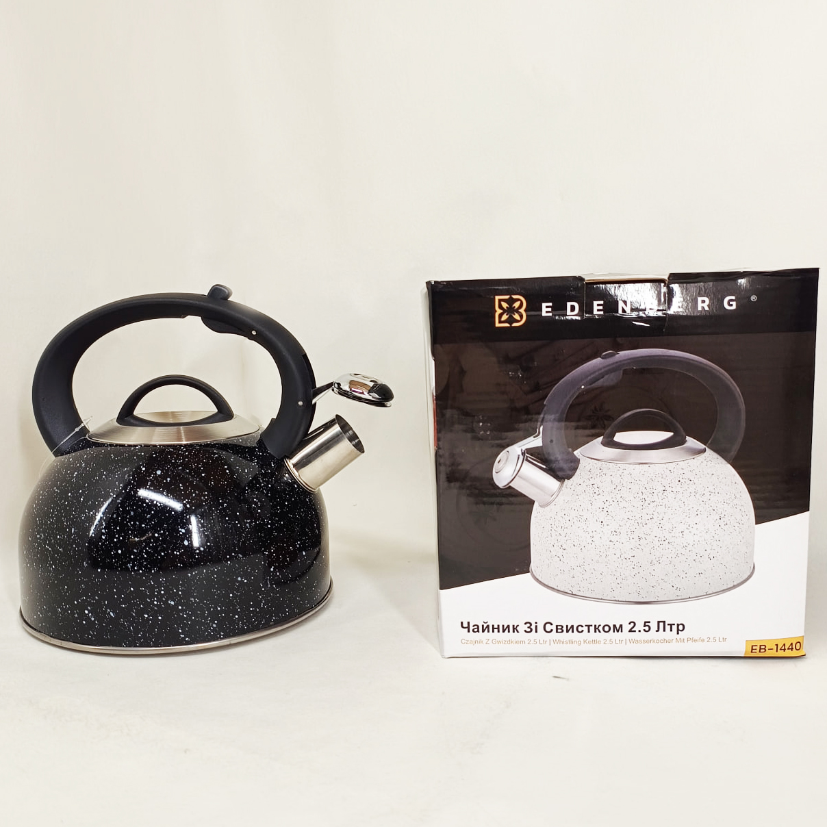 Чайник із свистком Edenberg EB-1440 з мармуровим покриттям 3 л Black - Зображення 6