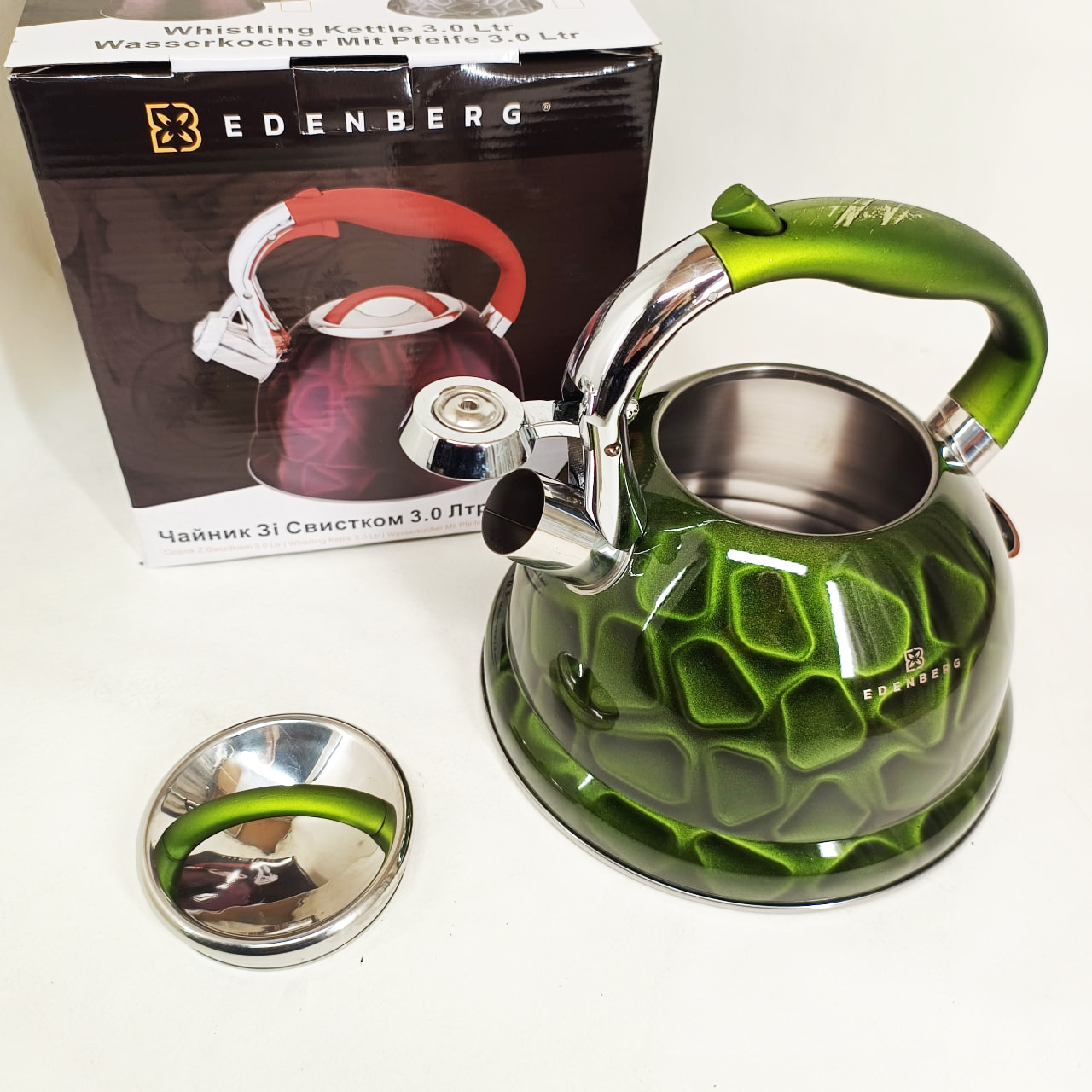 Чайник зі свистком Edenberg EB-1910 з турбо індукційним дном 3 л Green - Зображення 2