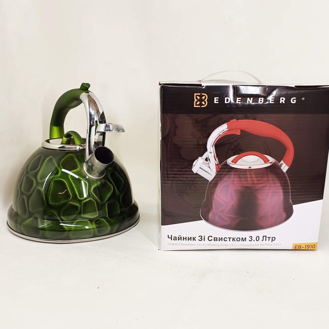Чайник зі свистком Edenberg EB-1910 з турбо індукційним дном 3 л Green - Зображення 6