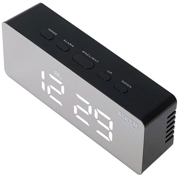 Настільний будильник Adler AD 1189 Black з термометром, LED-підсвіткою та USB живленням - Зображення 4