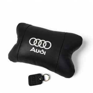 Автомобільна подушка для підголівника Audi з чорною натуральною шкірою