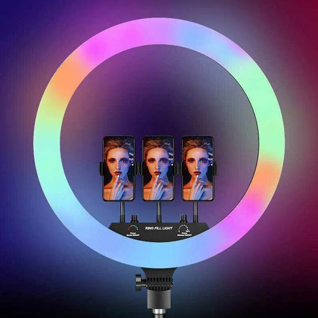 Кільцева LED-лампа RGB MJ45 45 см з тримачем для телефону та пультом - Зображення 5