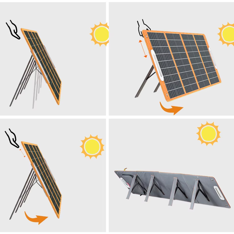 Портативна сонячна панель TSP-18V-100W Monocrystalline PD65W+QC3.0 (1USB-A/1C) - Зображення 5