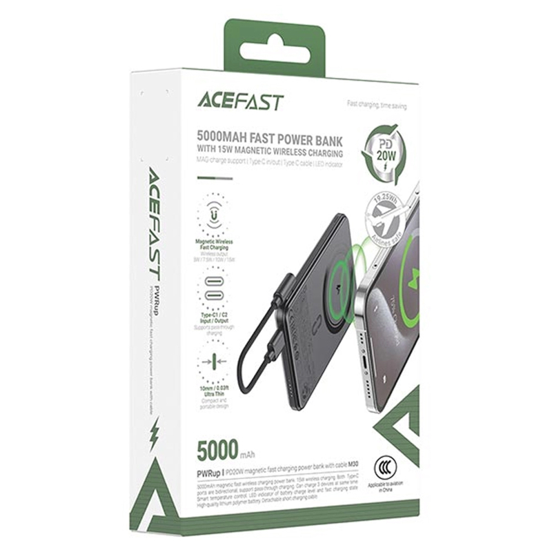Повербанк Power Bank Acefast M30 PD20W з БЗП with cable 5000 mAh - Зображення 6