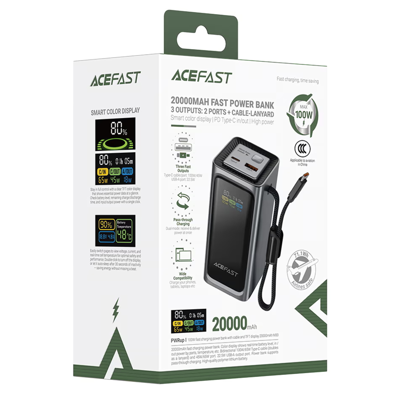 Повербанк Power Bank Acefast M33 100W 20000 mAh - Зображення 4