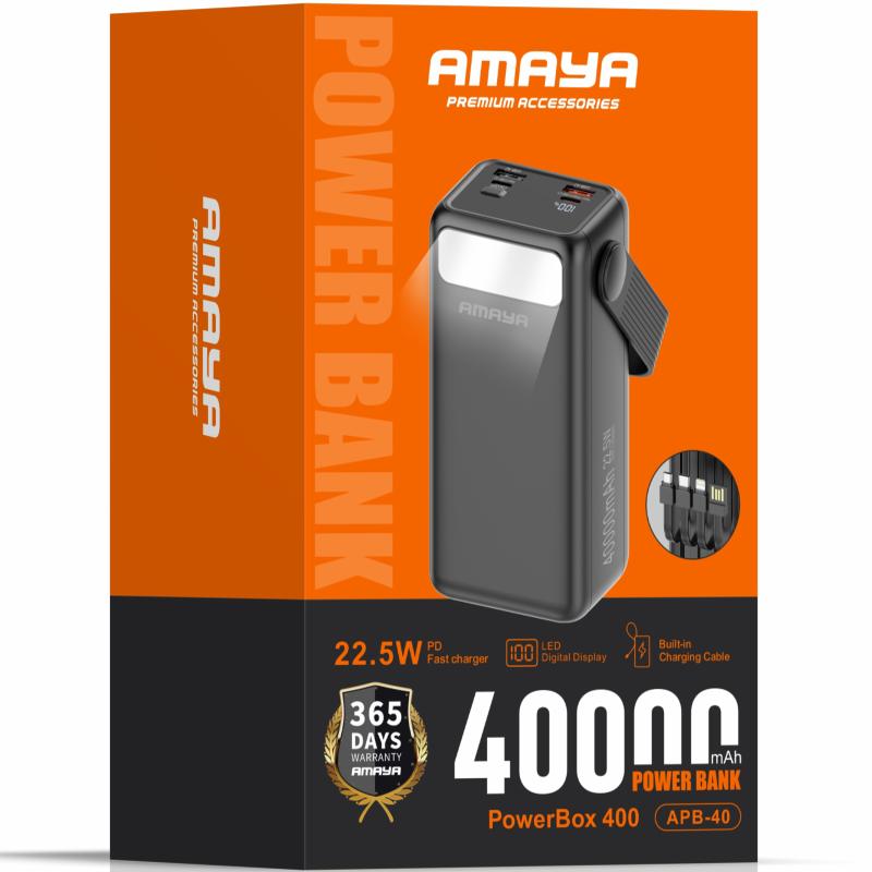 Повербанк Power Bank Amaya APB-40 22.5W flashlight with cable 40000 mAh - Зображення 2