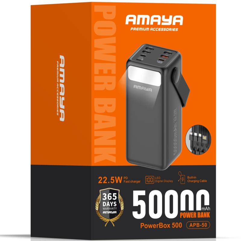Повербанк Power Bank Amaya APB-50 22.5W flashlight with cable 50000 mAh - Зображення 2