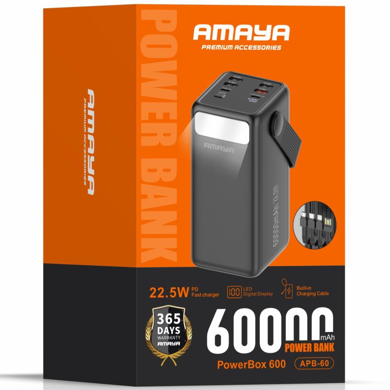 Повербанк Power Bank Amaya APB-60 22.5W flashlight with cable 60000 mAh - Зображення 2