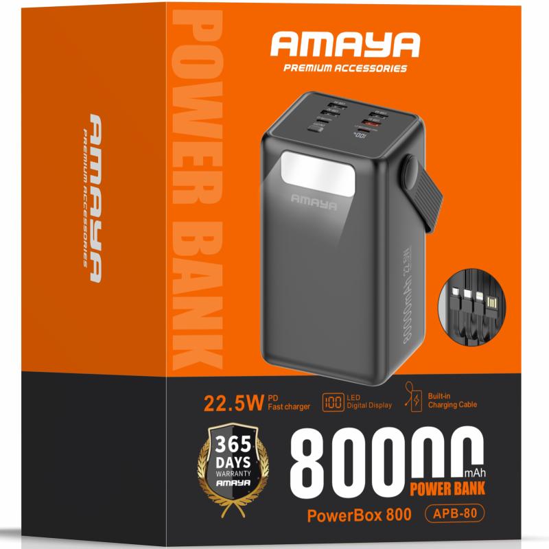 Повербанк Power Bank Amaya APB-80 22.5W flashlight with cable 80000 mAh - Зображення 2