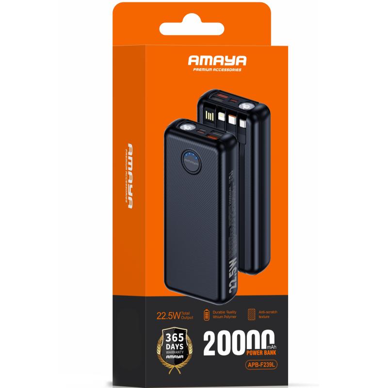 Повербанк Power Bank Amaya F239L 22.5W flashlight with cable 20000 mAh - Зображення 2