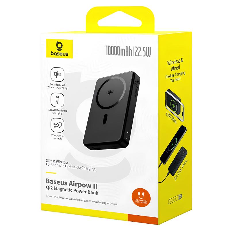 Повербанк Power Bank Baseus Airpow II OS Qi2 22.5W з БЗП 10000 mAh (P10080000) - Зображення 5