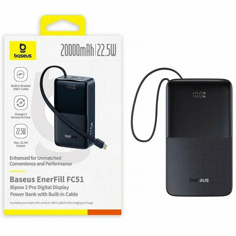 Повербанк Power Bank Baseus EnerFill FC51 Bipow2 Pro 22.5W 20000 mAh (E00277) - Зображення 3
