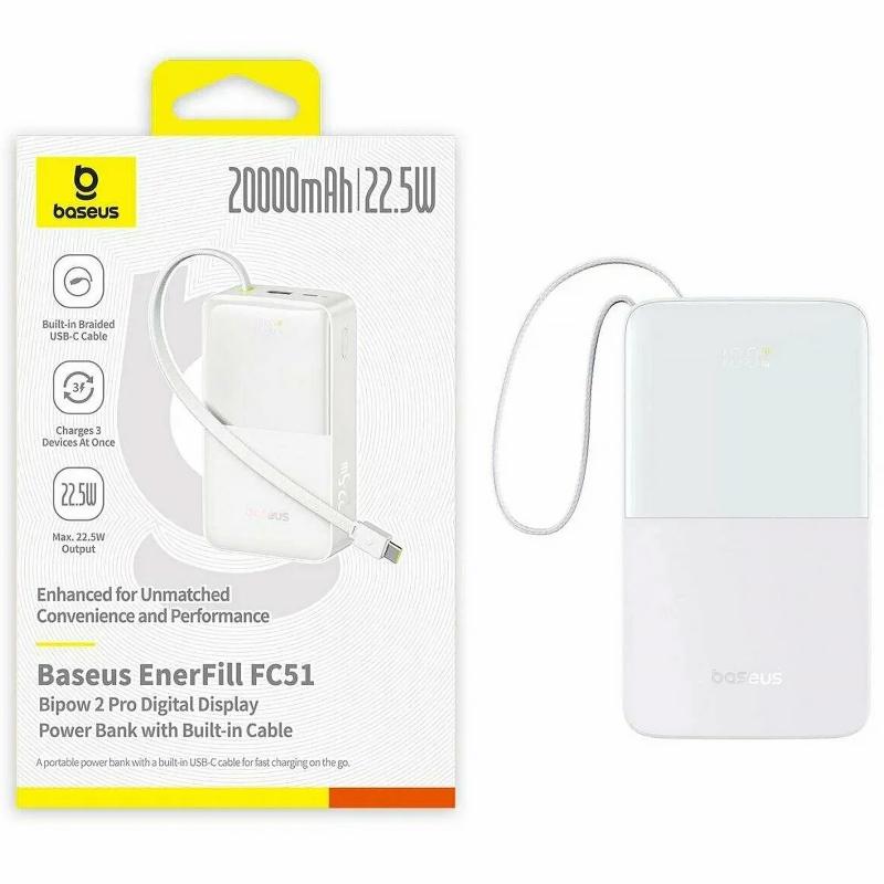 Повербанк Power Bank Baseus EnerFill FC51 Bipow2 Pro 22.5W 20000 mAh (E00277) - Зображення 3