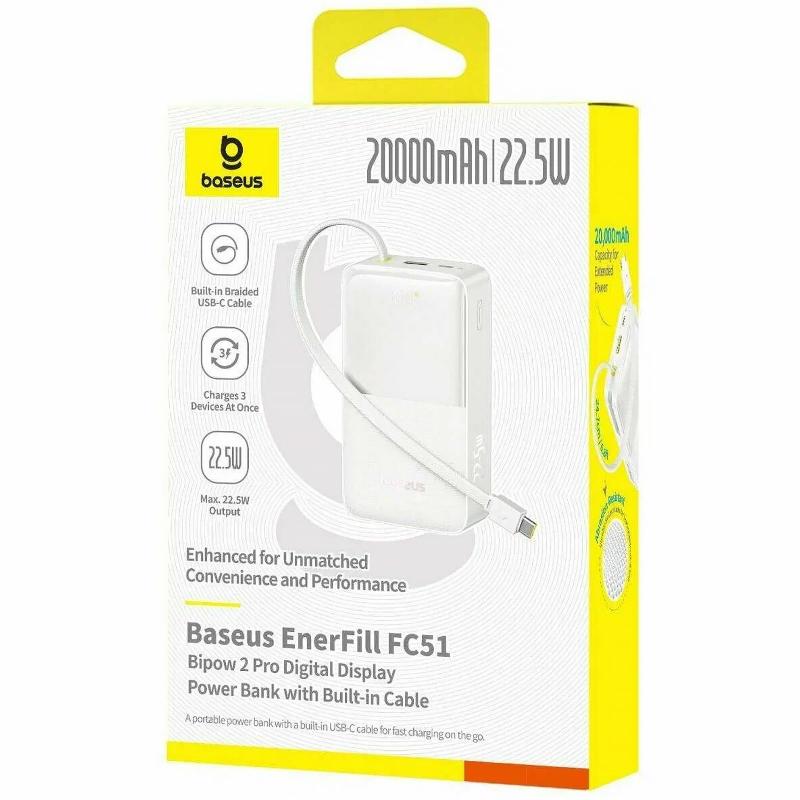 Повербанк Power Bank Baseus EnerFill FC51 Bipow2 Pro 22.5W 20000 mAh (E00277) - Зображення 4