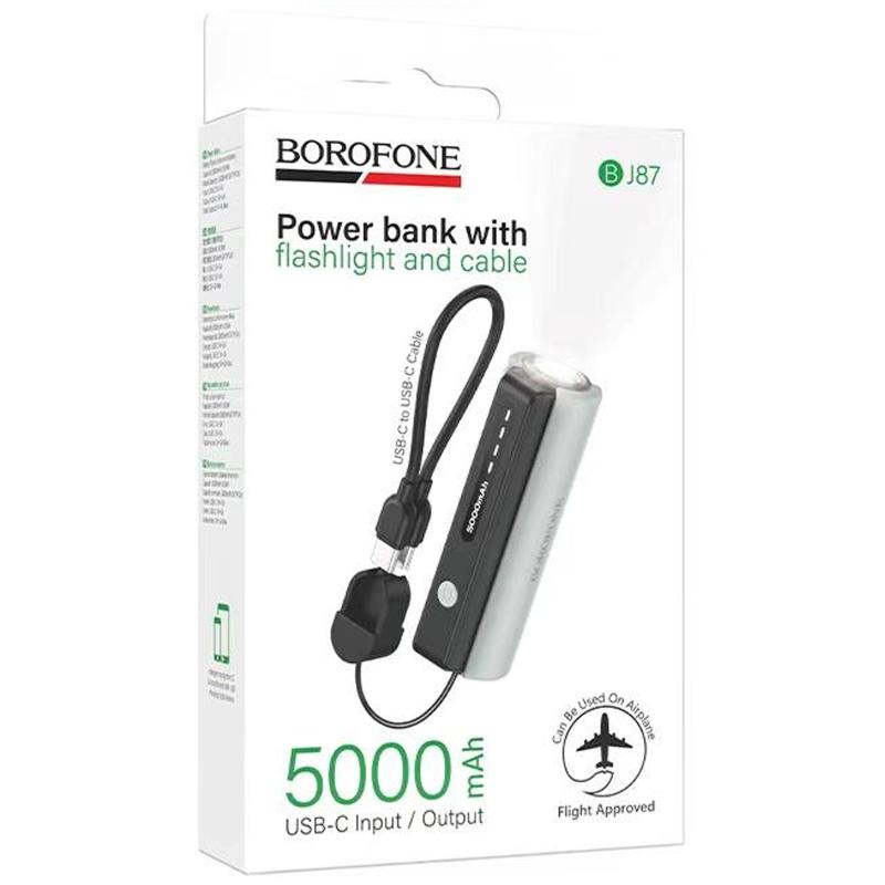 Повербанк Power Bank Borofone BJ87 Star flashlight with cable 5000 mAh - Зображення 2