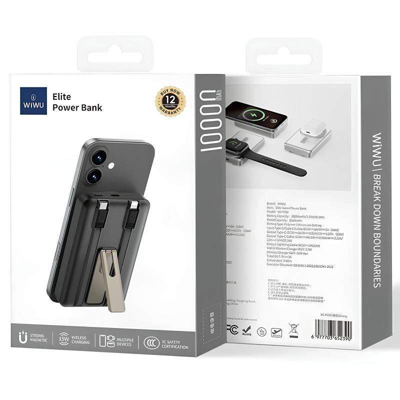 Повербанк Power Bank WIWU Wi-P056 22.5W+PD20W з БЗП+iWatch with cable 10000 mAh - Зображення 3