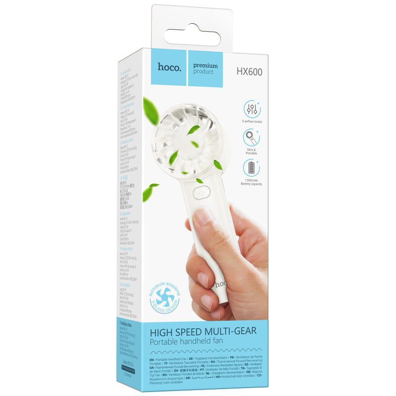 Портативний вентилятор Hoco HX600 handheld folding fan 1200 mAh - Зображення 2