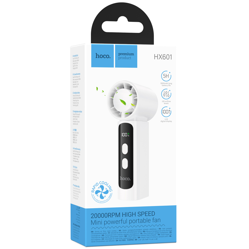 Портативний вентилятор Hoco HX601 handheld folding fan 3000 mAh - Зображення 2