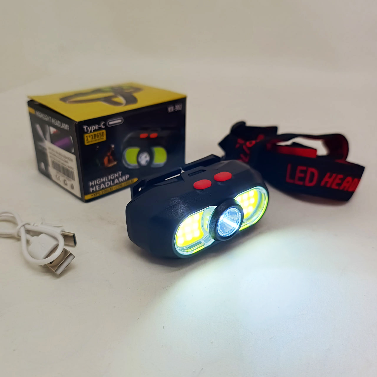 Налобний ліхтар KX-302-LED+2COB акумуляторний - Зображення 3