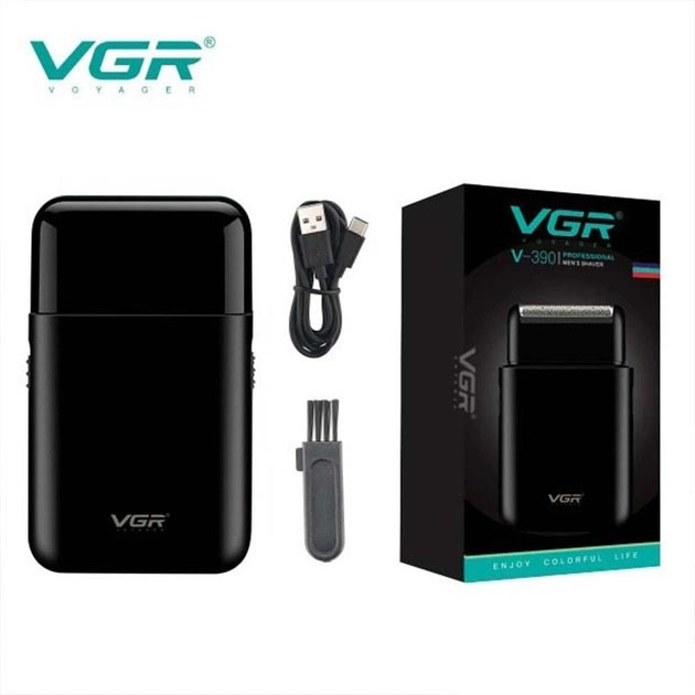 Акумуляторна електробритва VGR V-390 шейвер Black для гоління бороди та вусів