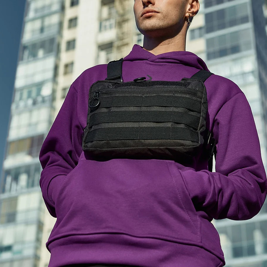 Тактична нагрудна сумка з Cordura 1000D, розгрузка чоловіча чорна - Зображення 4