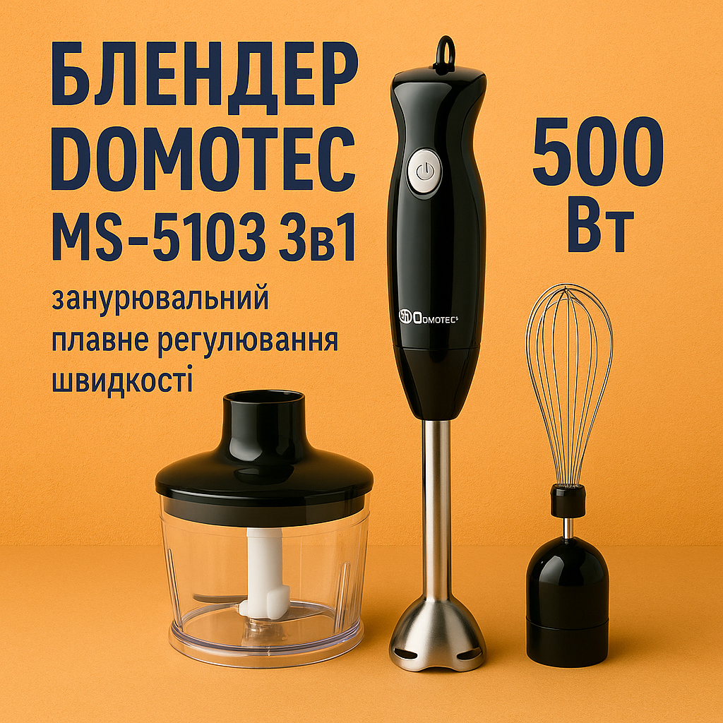 Блендер DOMOTEC MS-5103 3в1 погружной 500Вт ручной погружной блендер, электрический блендер - Зображення 49