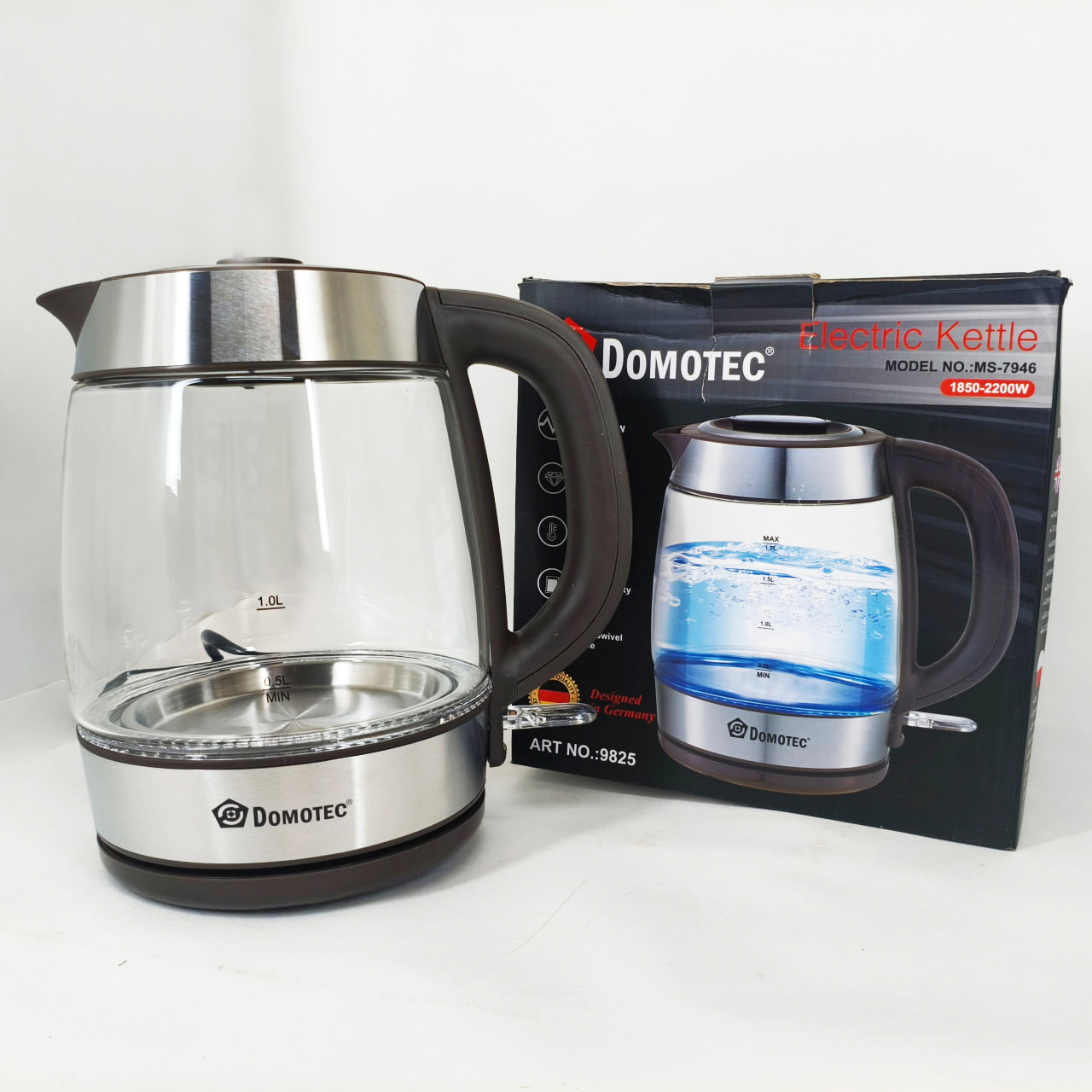 Електричний чайник Domotec MS-7946 скляний 1,7 л 2200 Вт - Зображення 4