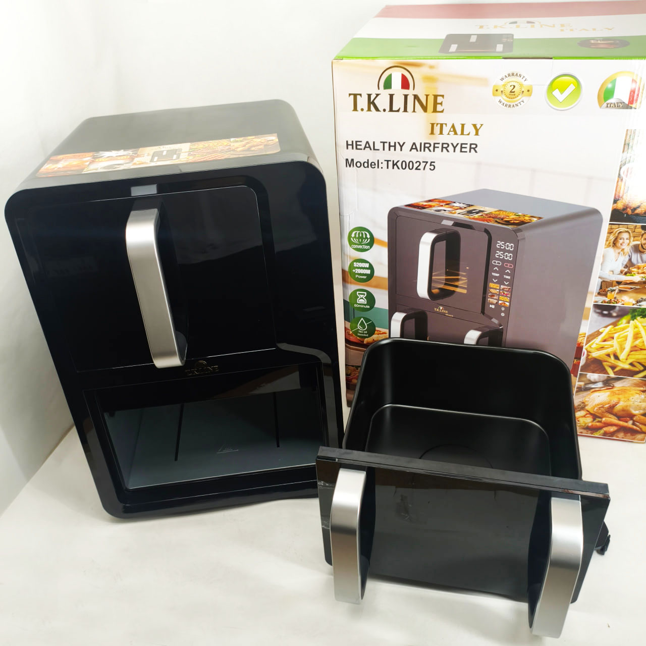 Двокамерна аерофритюрниця T.K.Line TK00275 12 л + 6 л 5200 Вт + 2000 Вт - Зображення 3