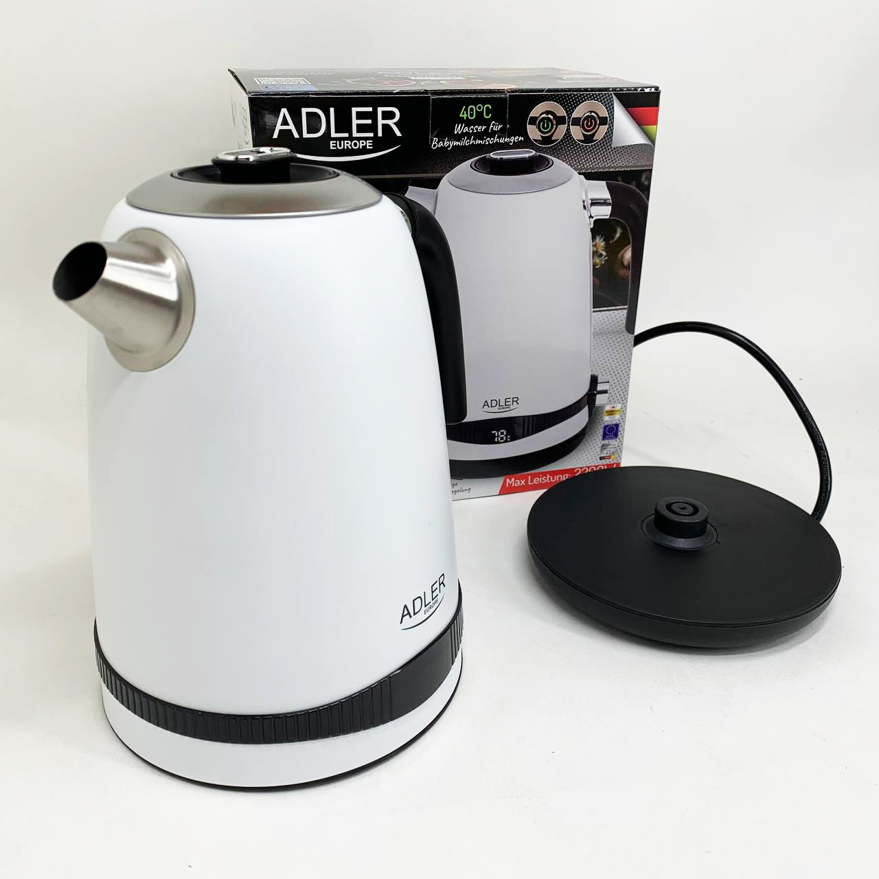 Чайник металевий Adler AD 1295 W 1,7 л з терморегулятором 40–100 °C White - Зображення 5