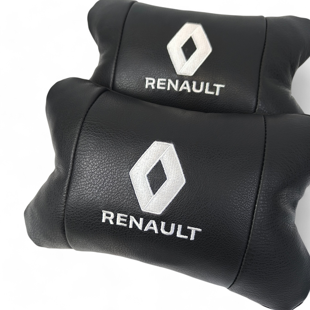 Набір подушок 2 шт для авто Renault на підголівник з логотипом натуральна шкіра - Зображення 5